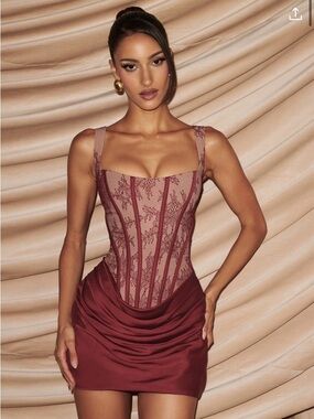 Babyboo Cornelia Red Lace Corset Mini Dress M